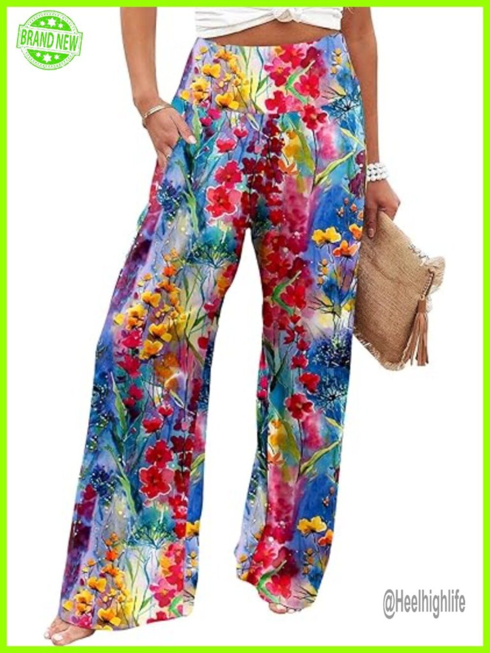 Wide Leg Palazzo Lounge Pants with Pockets High Waist Flowy